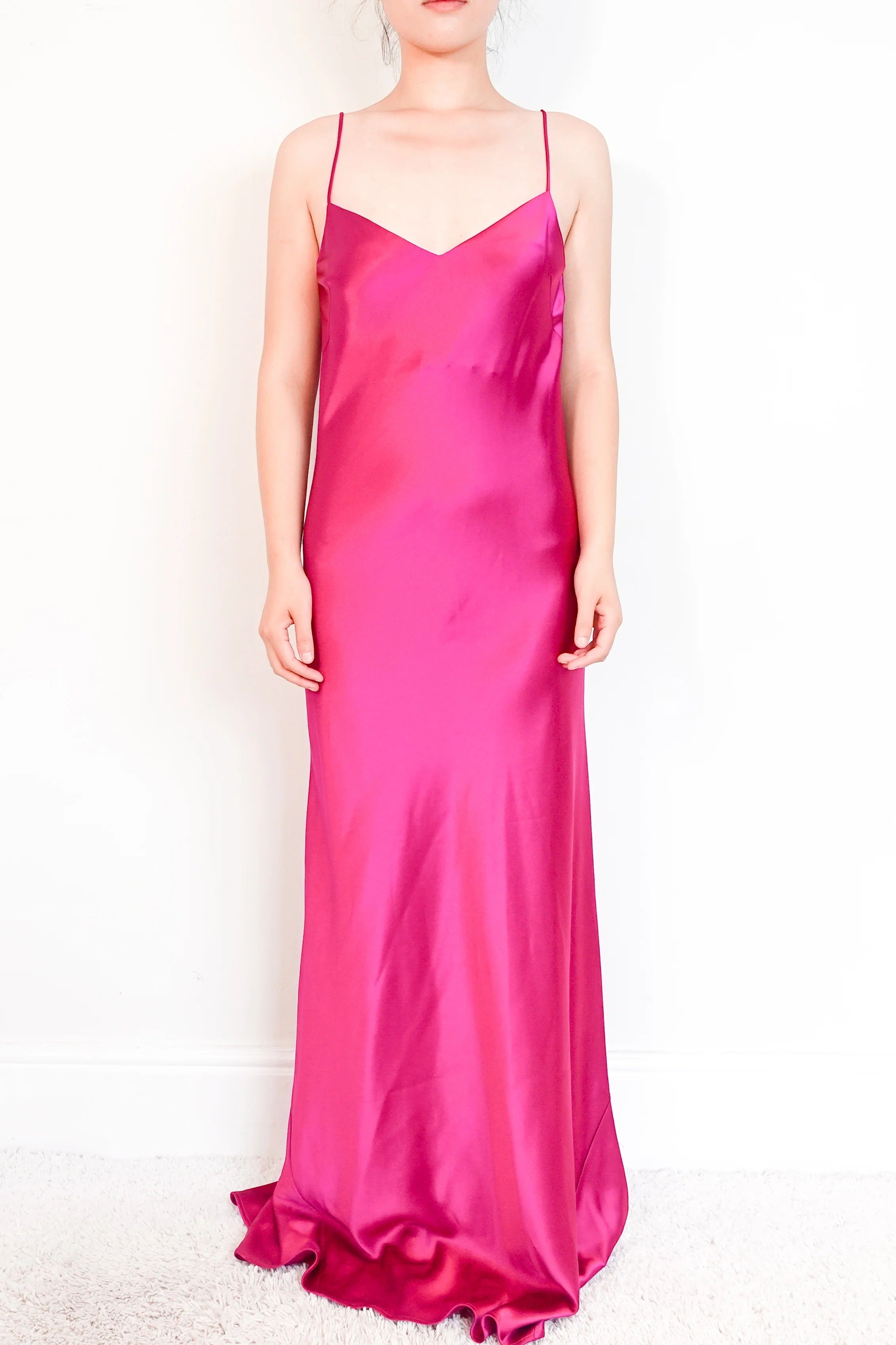 Satin Magenta Maxi Dress