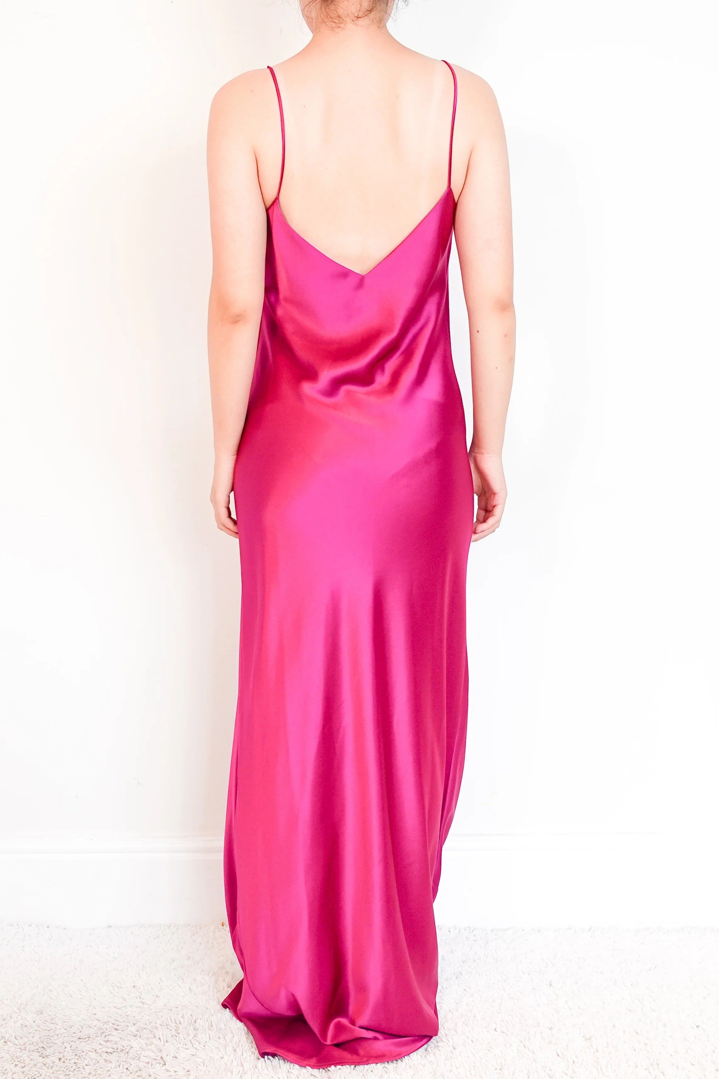 Satin Magenta Maxi Dress